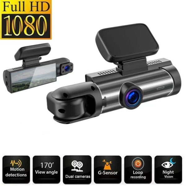 Camera bord dubla Auto DVR C Tech® FHD, conectare Wifi, Camera de bord ultracompacta, Inregistrare in bucla, Vedere nocturna, G-Sensor, Instructiuni vocale, Unghi filmare 170°, Negru-gri